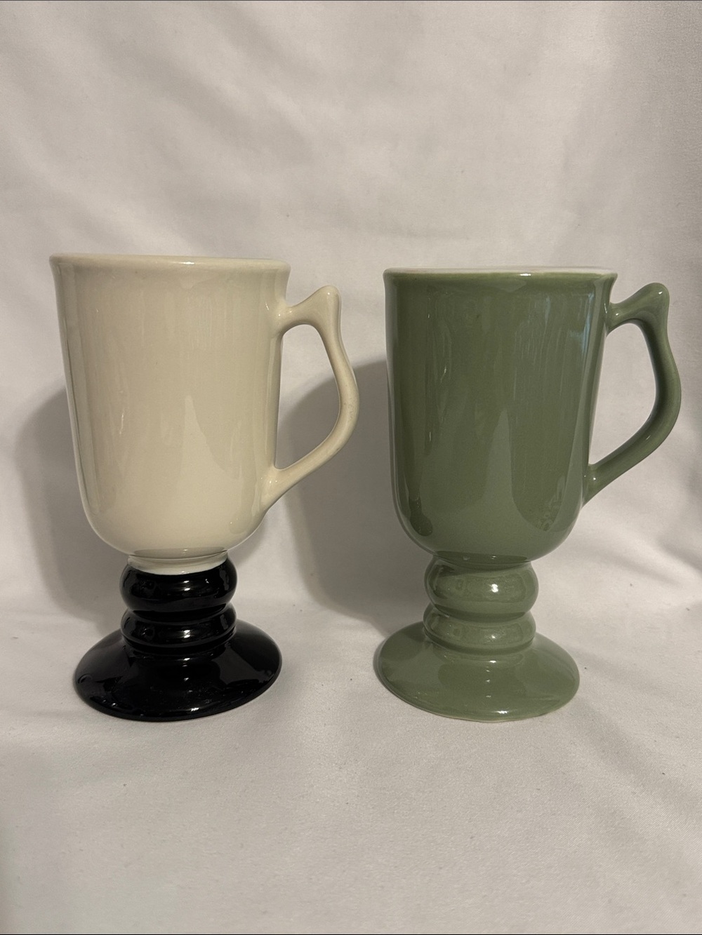 Set of 2 Vintage HALL 1272 Ceramic PEDESTAL IRISH COFFEE MUG CUPS - Made in USA